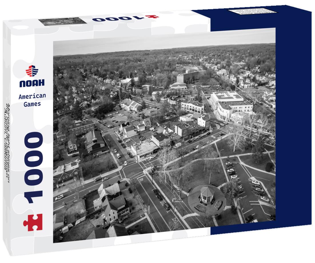 Noah Jigsaw Puzzle Morning light shines on the historic downtown Auburn, California, USA in black white 1000 pieces