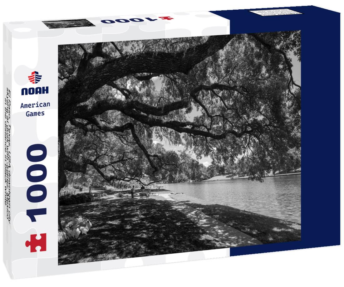 Noah Jigsaw Puzzle El Paso, Texas, USA downtown city skyline at dusk with Juarez, Mexico in the distance in black white 1000 pieces