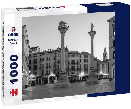 Noah Jigsaw Puzzle A highway leads through a beautiful grass landscape to a colorful summit in the Badlands National Park, South Dakota in black white 1000 pieces