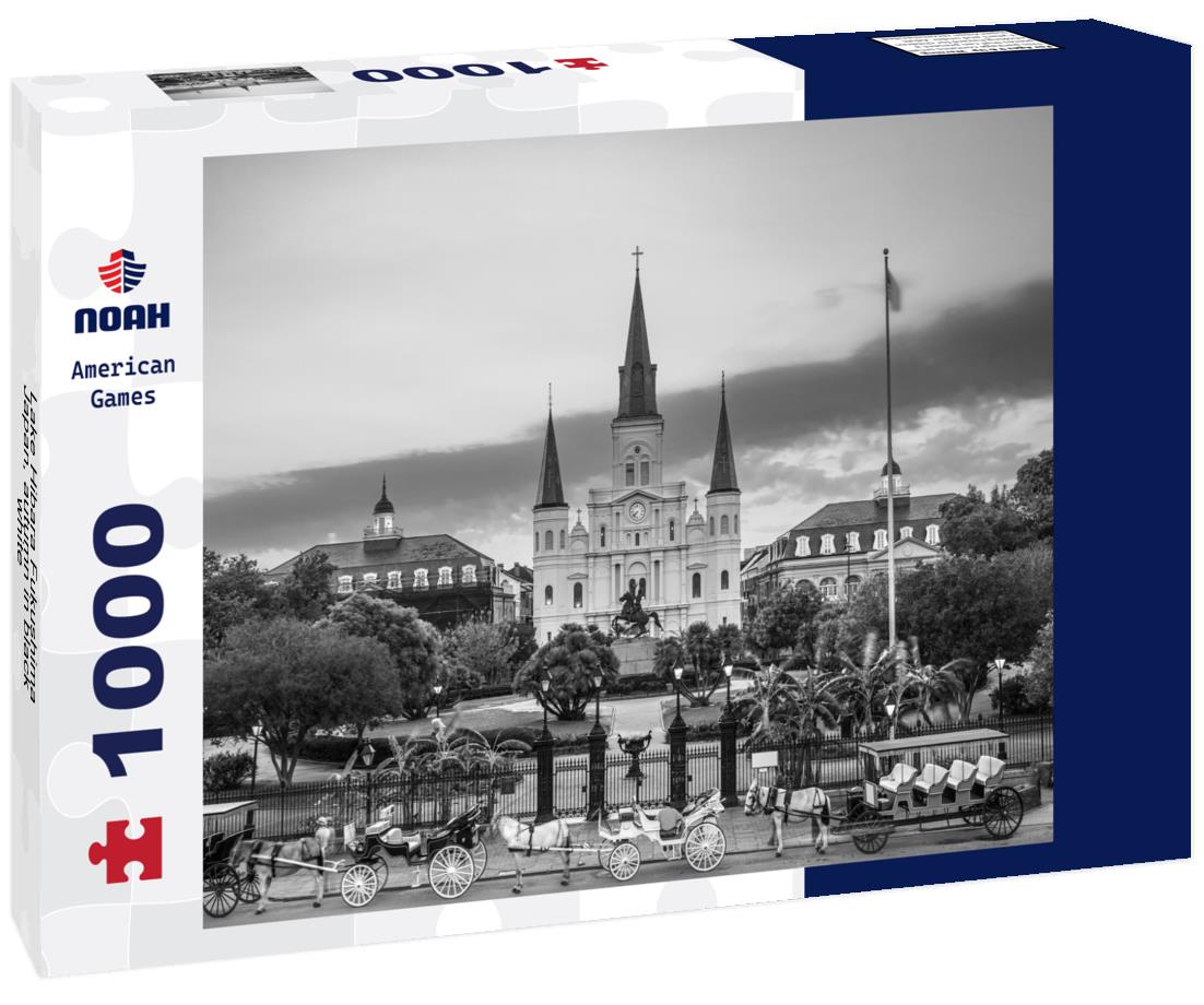 Noah Jigsaw Puzzle Lake Hibara Fukushima Japan, autumn in black white 1000 pieces