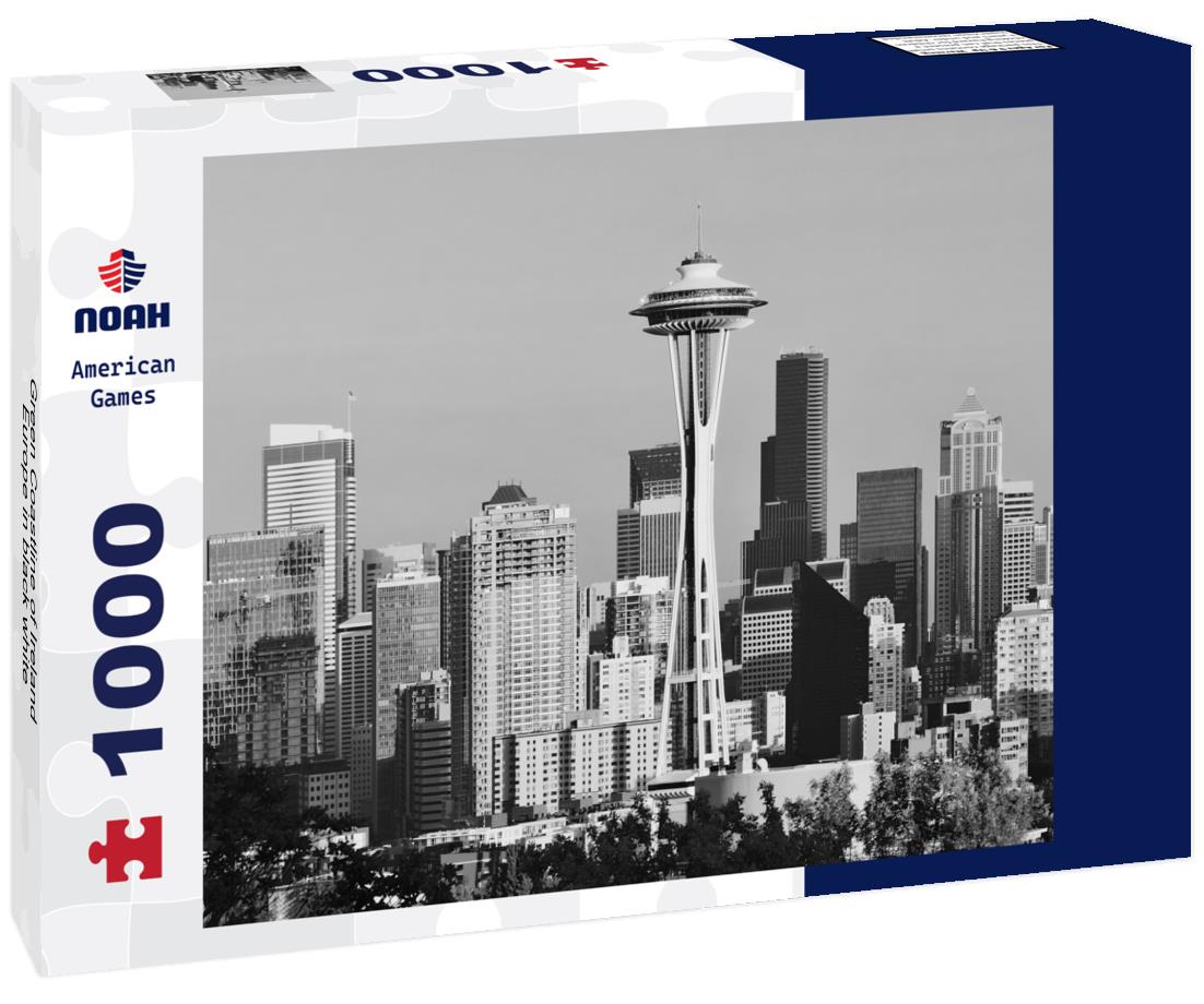 Noah Jigsaw Puzzle Green Coastline of Ireland, Europe in black white 1000 pieces