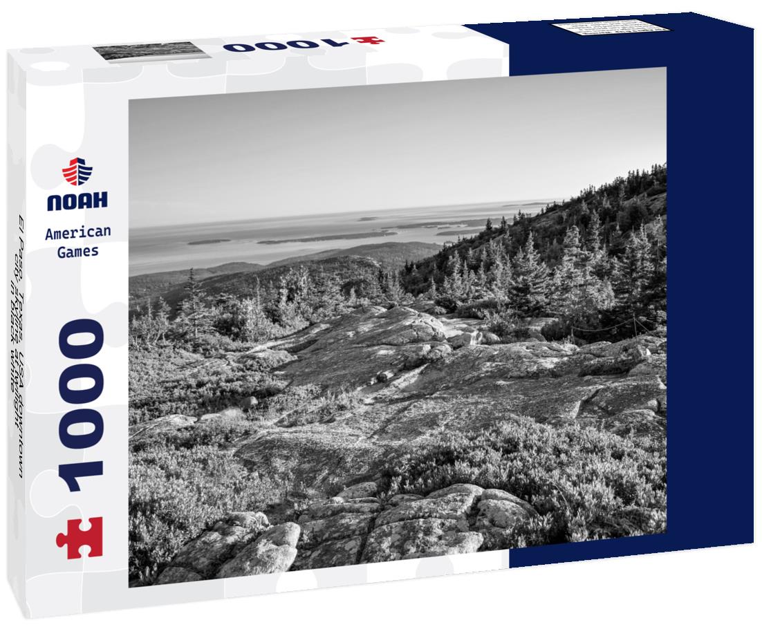 Noah Jigsaw Puzzle El Paso, Texas, USA downtown city skyline at twilight in black white 1000 pieces