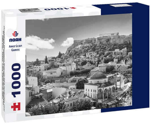 Noah Jigsaw Puzzle Guadalupe Mountains National Park landscape near El Captain Viewpoint on Route 62 in Salt Flat, Dell City, Texas, USA, panoramic retro-style autumn road scenery with golden grasses in black white 1000 pieces