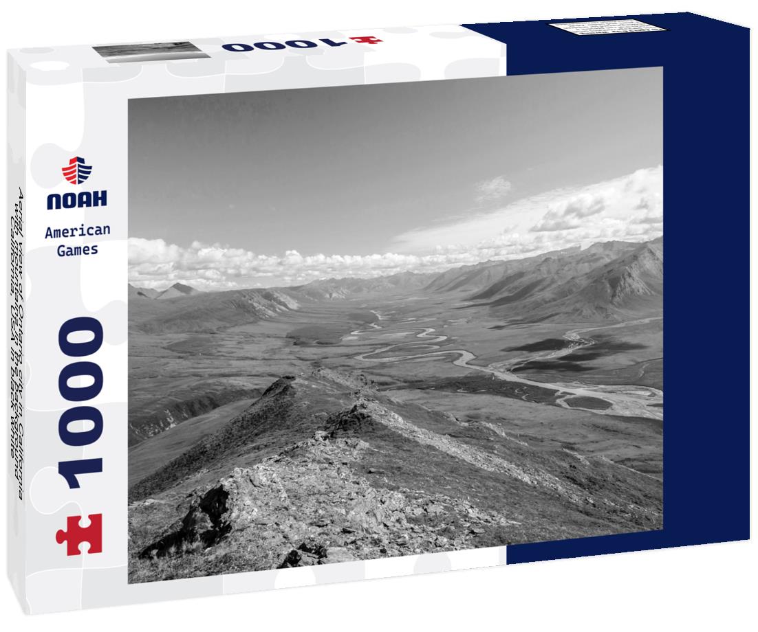 Noah Jigsaw Puzzle Aerial view of Ontario city in California with mountains in the background, California, USA in black white 1000 pieces
