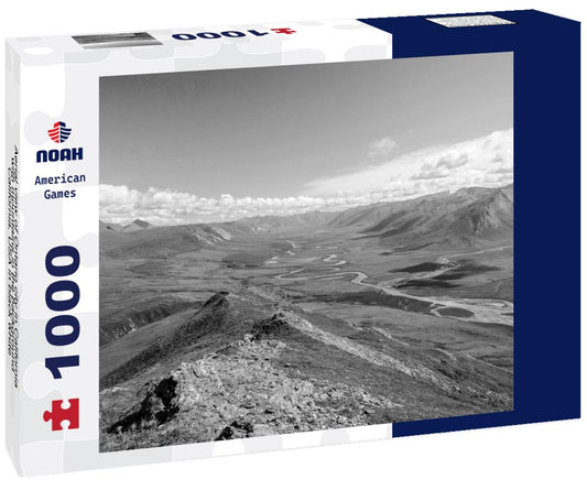 Noah Jigsaw Puzzle Aerial view of Ontario city in California with mountains in the background, California, USA in black white 1000 pieces