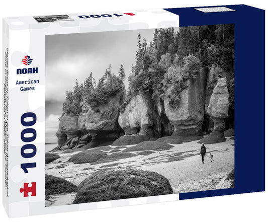 Noah Jigsaw Puzzle Mayan Ruins in Tulum in the Tulum Archaeological Zone in Quintana Roo, Mexico on the Yucatan Peninsula in black white 1000 pieces