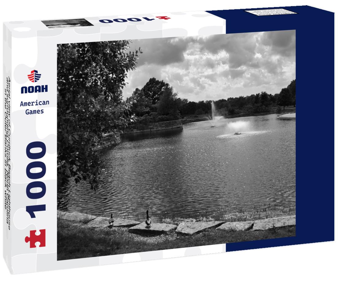 Noah Jigsaw Puzzle Aerial view of Currituck Beach Lighthouse and surrounding Corolla, North Carolina in the Outer Banks in black white 1000 pieces