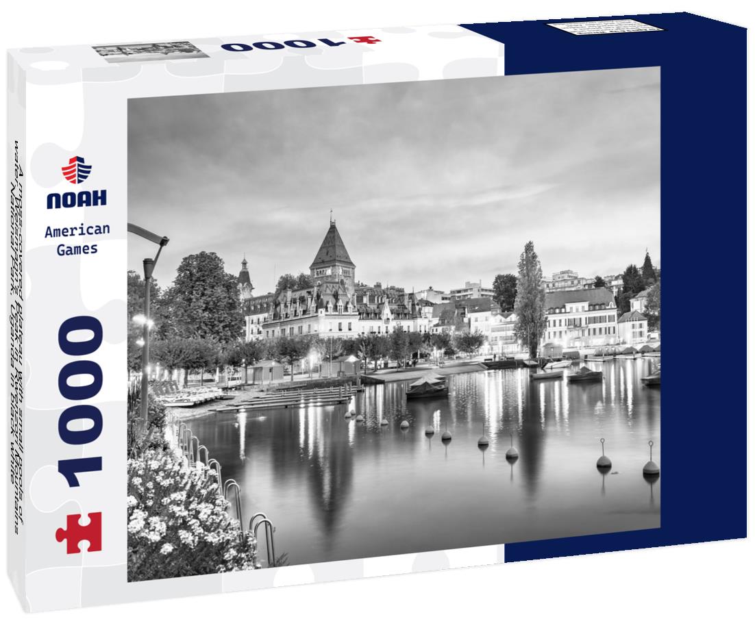 Noah Jigsaw Puzzle A moss-covered plateau with small pools of water. Weismann's Peak in Rwenzori Mountains National Park, Uganda in black white 1000 pieces