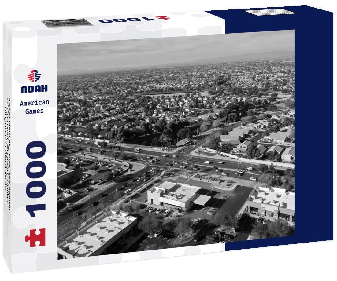 Noah Jigsaw Puzzle Aerial view of Truro, the capital of Cornwall, England, United Kingdom in black white 1000 pieces