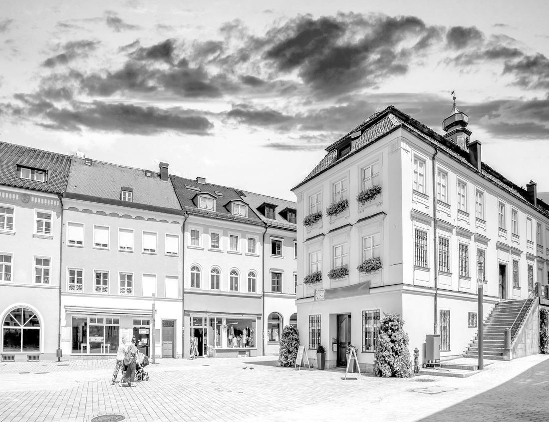 Noah Jigsaw Puzzle aerial view of the city of Donaueschingen in Germany and the Church of St. John the Baptist in black white 1000 pieces