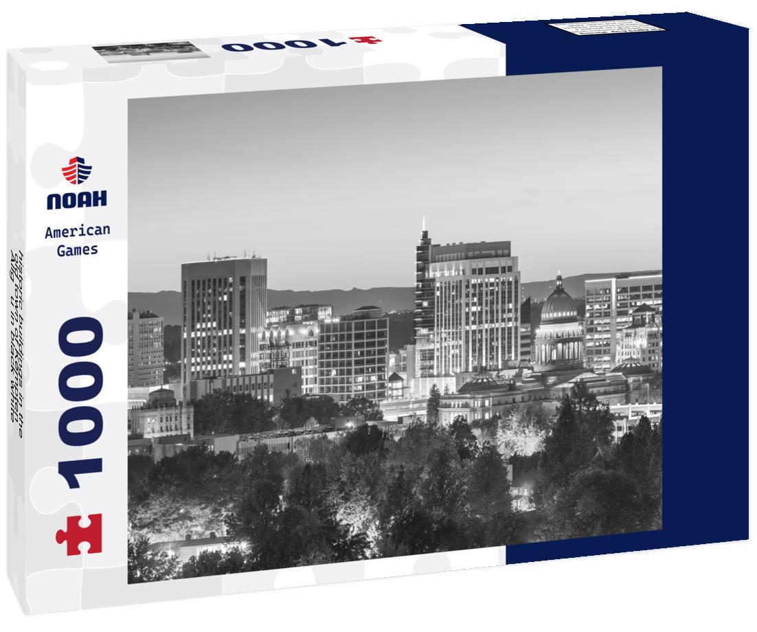 Noah Jigsaw Puzzle historic buildings in the old town of Kempten - Allgäu in black white 1000 pieces