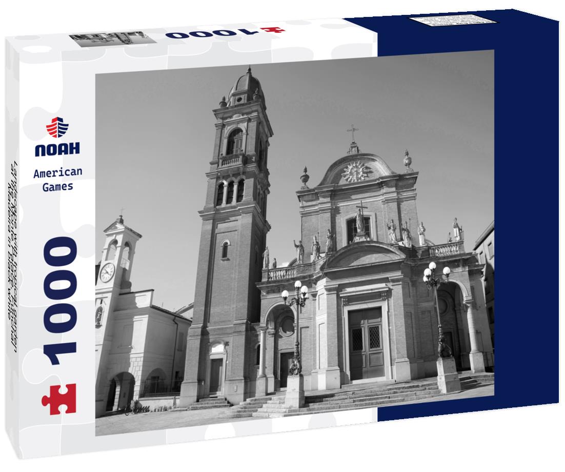 Noah Jigsaw Puzzle Landscape with tropical garden at the Monte Palace, Funchal, Madeira in black white 1000 pieces