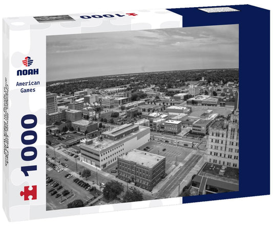 Noah Jigsaw Puzzle Chicago, Illinois, USA Park and downtown skyline at dusk in spring in black white 1000 pieces