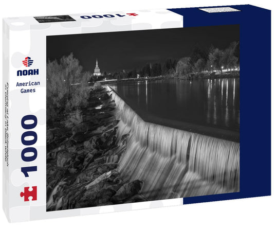 Noah Jigsaw Puzzle Evening at Lake Schwieloch in Germany in black white 1000 pieces