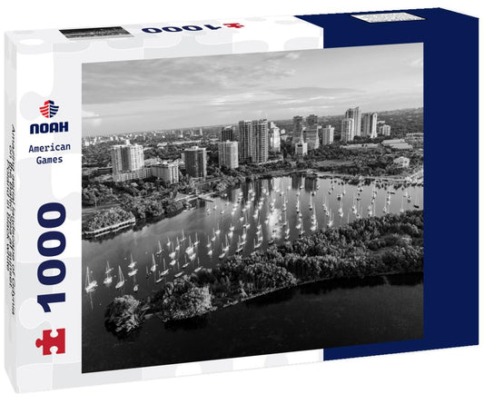 Noah Jigsaw Puzzle Amazing aerial landscape of Gdynia on the Baltic Sea at sunset. Poland in black white 1000 pieces