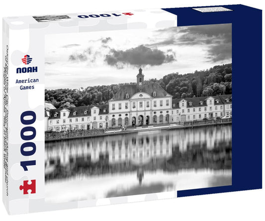 Noah Jigsaw Puzzle Ostuni the White City. Panoramic skyline and church of Madonna della Grata, Province of Brindisi, Puglia or Apulia. Italy in black white 1000 pieces