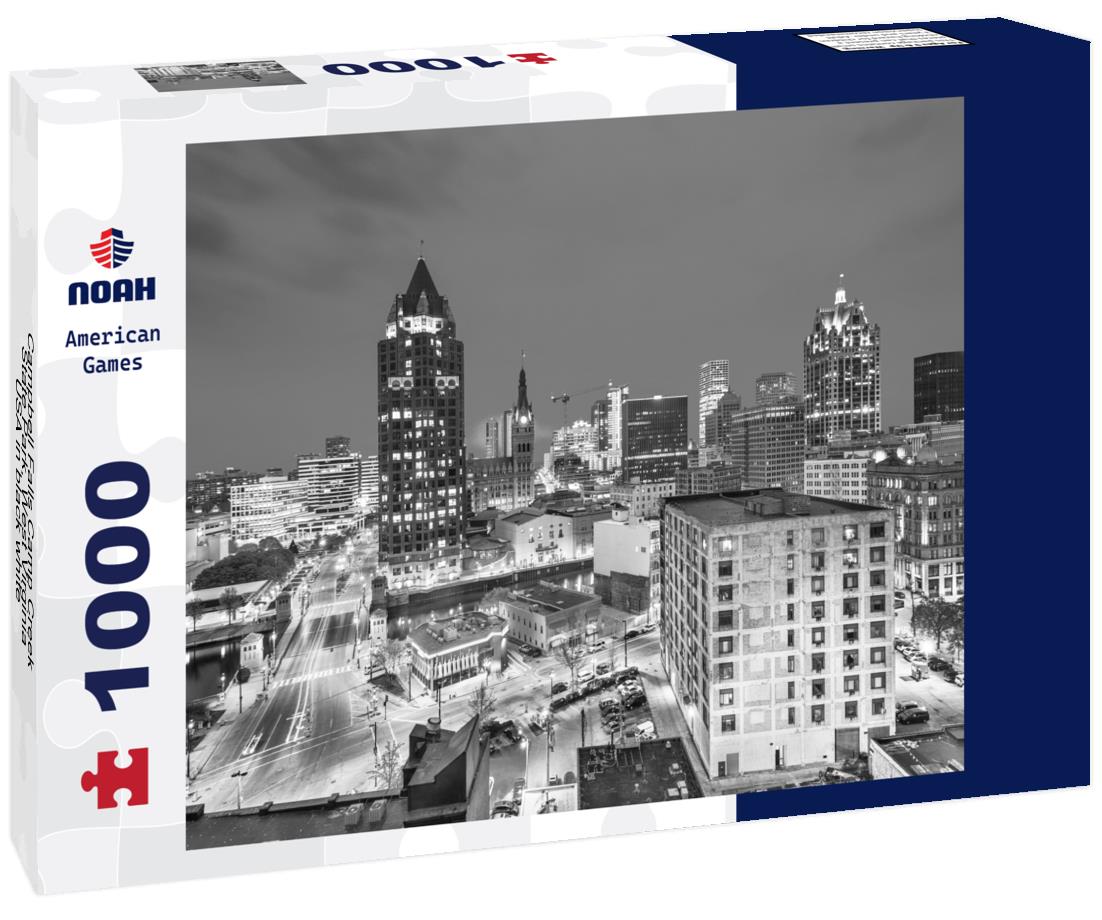 Noah Jigsaw Puzzle Campbell Falls Camp Creek State Park, West Virginia, USA in black white 1000 pieces