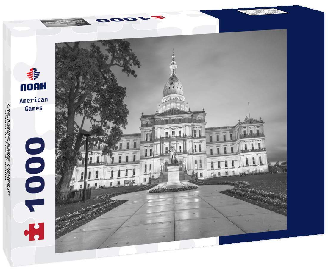 Noah Jigsaw Puzzle The Maine State House in Augusta, Maine, USA at dawn in black white 1000 pieces