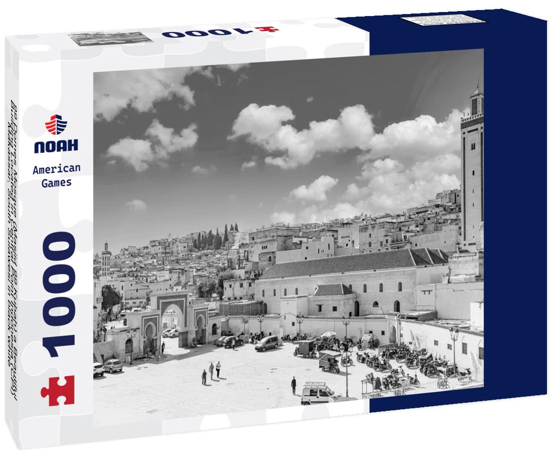 Noah Jigsaw Puzzle 99 Domes Mosque (Masjid 99 Kubah) a Beautiful Building Located in Central Point Indonesia (CPI) Makassar, South Sulawesi in black white 1000 pieces