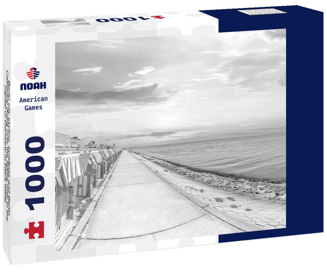 Noah Jigsaw Puzzle Berlin city skyline, buildings and Berlin Cathedral dome over the Spree river in the capital of Germany in black white 1000 pieces