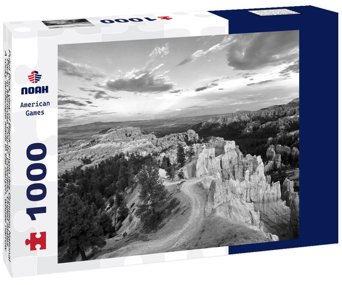 Noah Jigsaw Puzzle Pulpit Rock view of Black Canyon des Gunnison National Park, in Montrose County, Colorado, United States. A rocky landscape leads to the canyon, whose narrow Gunnison River lies far below in black white 1000 pieces