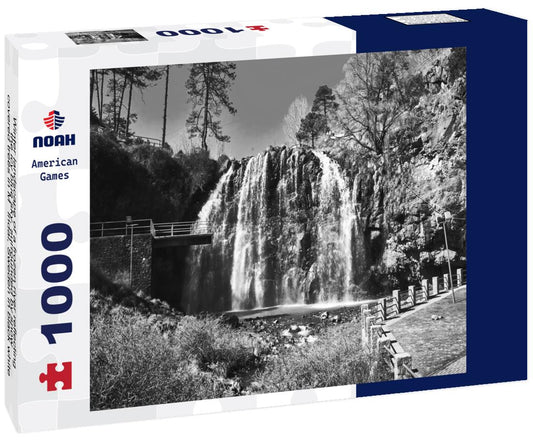 Noah Jigsaw Puzzle Winter landscape of a frozen river reflecting the icy blue sky, surrounded by snow-covered trees in Mölndal, Sweden in black white 1000 pieces