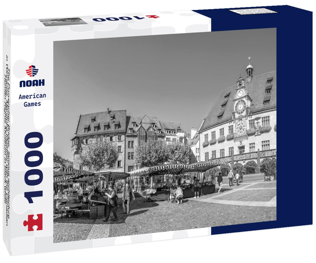 Noah Jigsaw Puzzle The Provencher Bridge, famous architecture in Winnipeg, Manitoba together with the Canadian Human Rights Museum in black white 1000 pieces