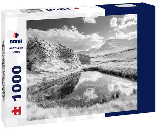 Noah Jigsaw Puzzle Waves crashing onto an iceberg, near the coast of Newfoundland and Labrador, Canada in black white 1000 pieces