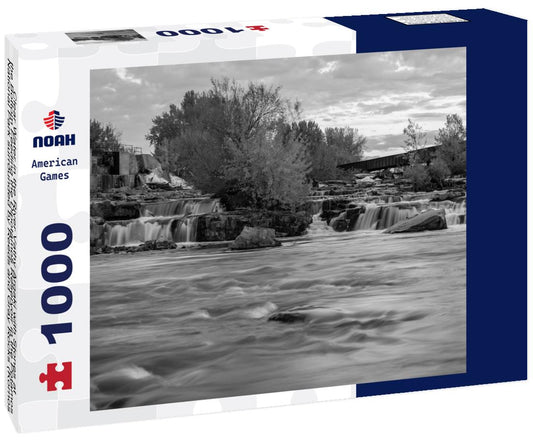 Noah Jigsaw Puzzle Clear Water in the River Vathy Argaki with Stones at the Bottom Feeding the Dipotamos Reservoir in the Potamos National Park surrounded by Reeds and Gray Rocks (Kornos, Larnaca District, Cyprus) in black white 1000 pieces