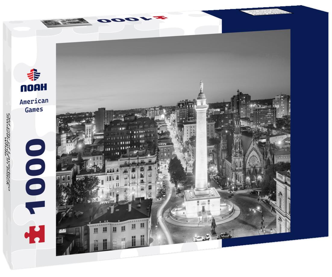 Noah Jigsaw Puzzle Old city of Lavertezzo, Switzerland in black white 1000 pieces