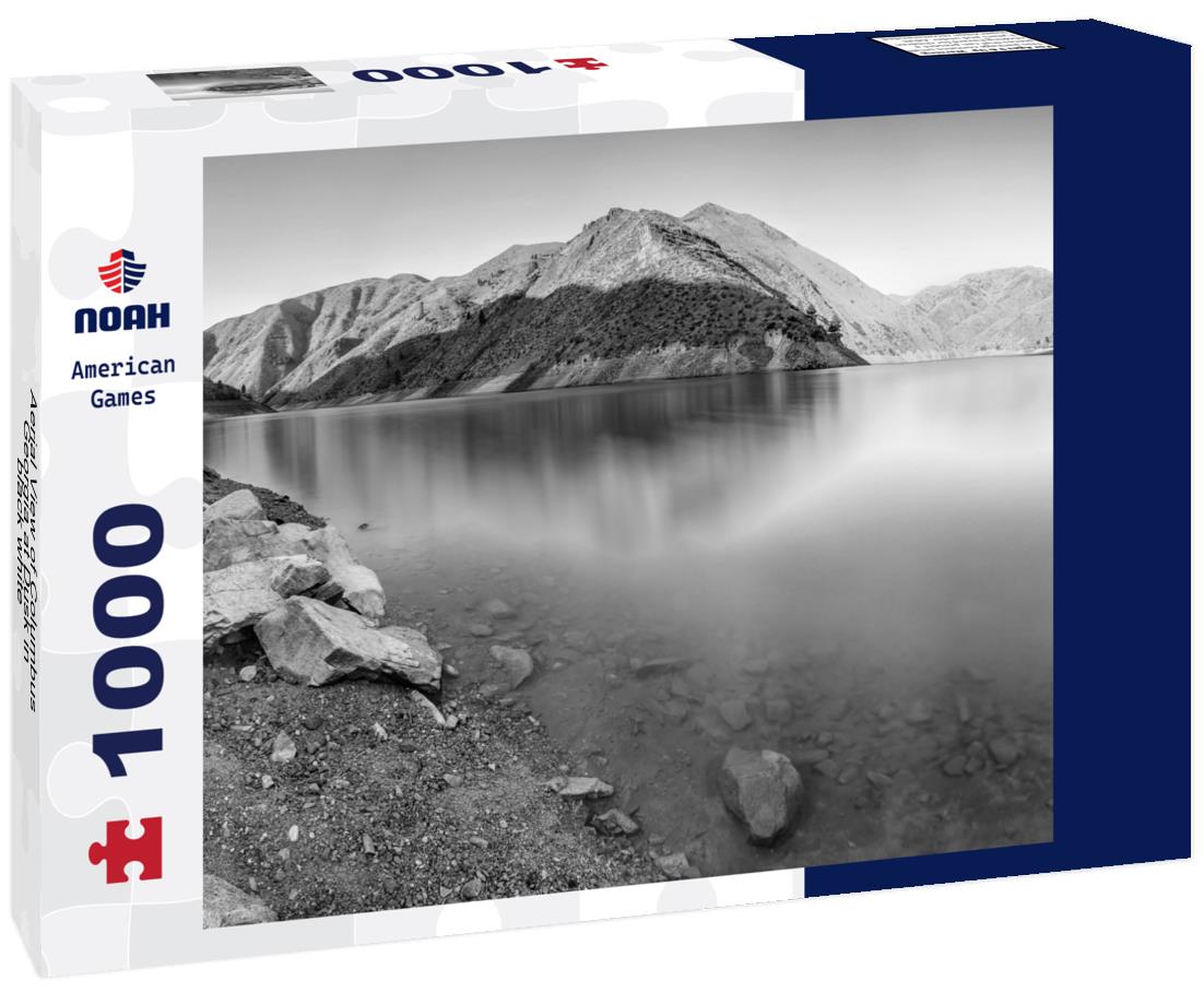 Noah Jigsaw Puzzle Aerial View of Columbus, Georgia at Dusk in black white 1000 pieces