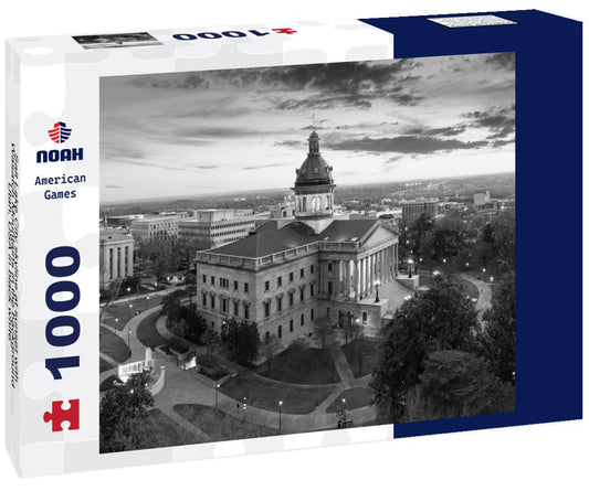 Noah Jigsaw Puzzle Salt Lake City skyline at sunset with Wasatch Mountains in the background, Utah, USA in black white 1000 pieces