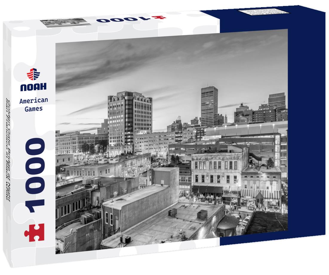 Noah Jigsaw Puzzle Golden Gate Bridge at Night, San Francisco in black white 1000 pieces