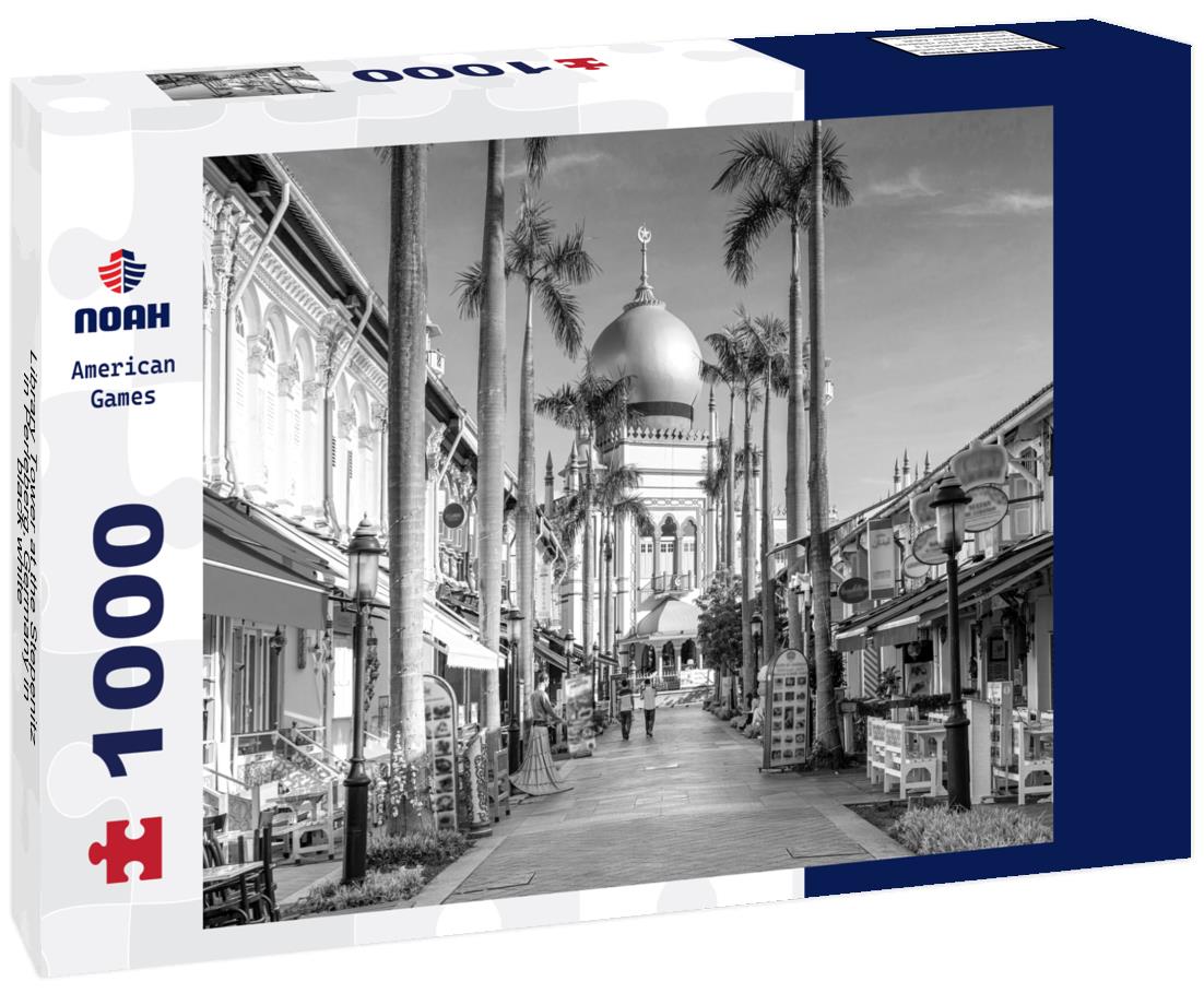 Noah Jigsaw Puzzle Library Tower at the Stepenitz in Perleberg, Germany in black white 1000 pieces