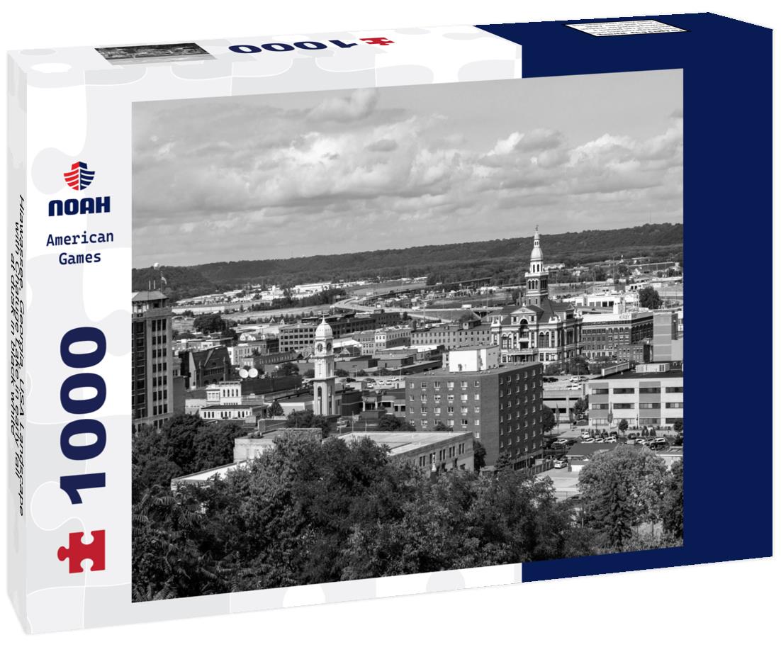 Noah Jigsaw Puzzle Hiawassee, Georgia, USA Landscape with Chatuge Lake in early fall at dusk in black white 1000 pieces