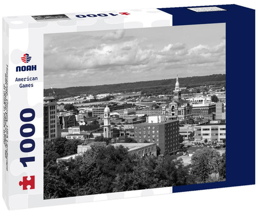 Noah Jigsaw Puzzle Hiawassee, Georgia, USA Landscape with Chatuge Lake in early fall at dusk in black white 1000 pieces