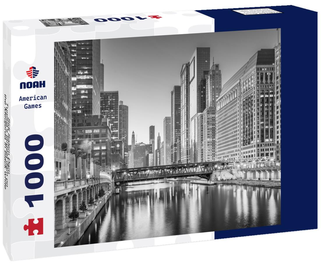 Noah Jigsaw Puzzle Sidi Salem Dam - Tunisia's largest dam on the Medjerda in black white 1000 pieces