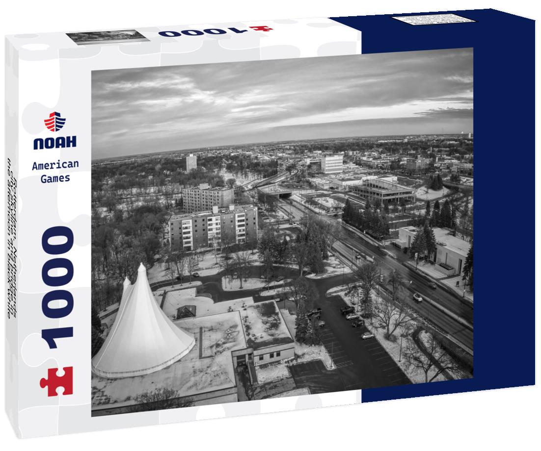 Noah Jigsaw Puzzle Rotterdam, Netherlands, city skyline and bridge in the afternoon in black white 1000 pieces