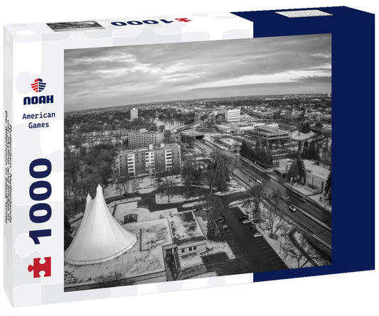 Noah Jigsaw Puzzle Rotterdam, Netherlands, city skyline and bridge in the afternoon in black white 1000 pieces