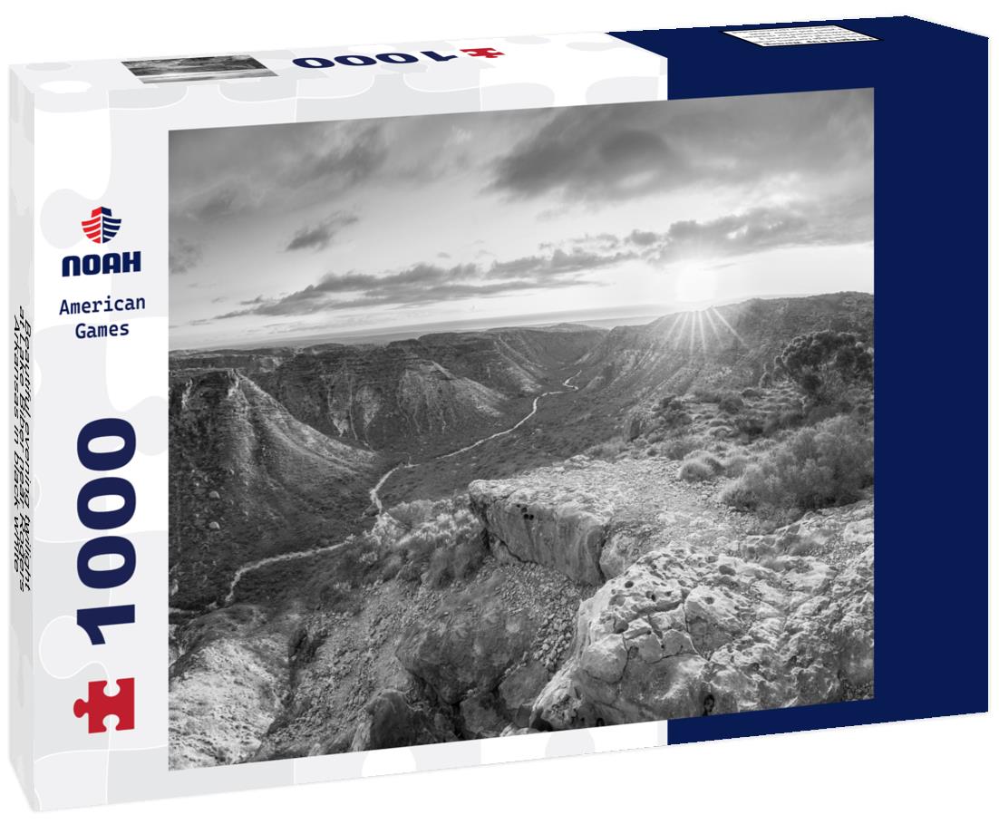 Noah Jigsaw Puzzle Beautiful evening twilight at Lake Biber near Rogers, Arkansas in black white 1000 pieces