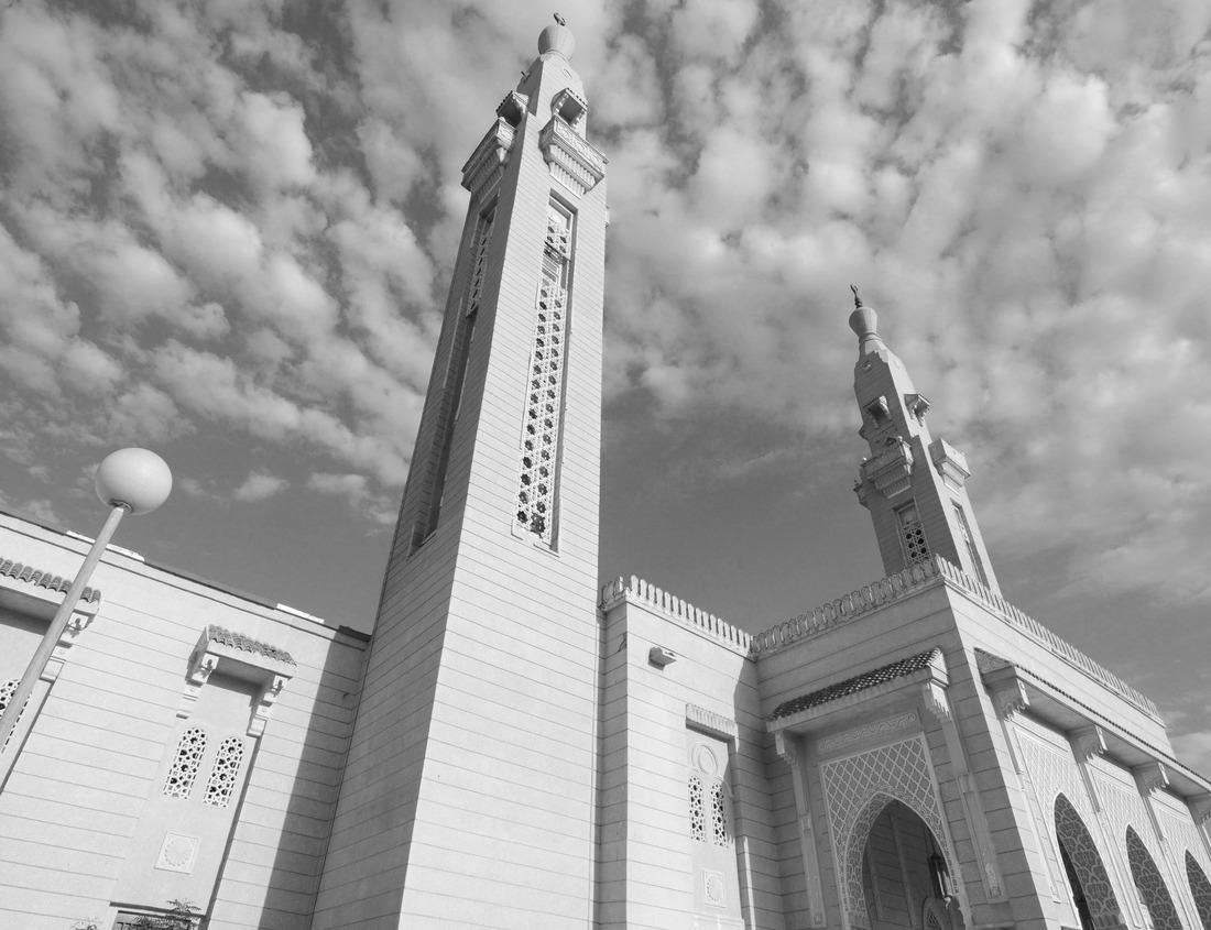 Traffic on Main Street in Lexington, Kentucky, across from tall office buildings, hotels and newly built convention and sports arena 1000pc PuzzleBlack and White