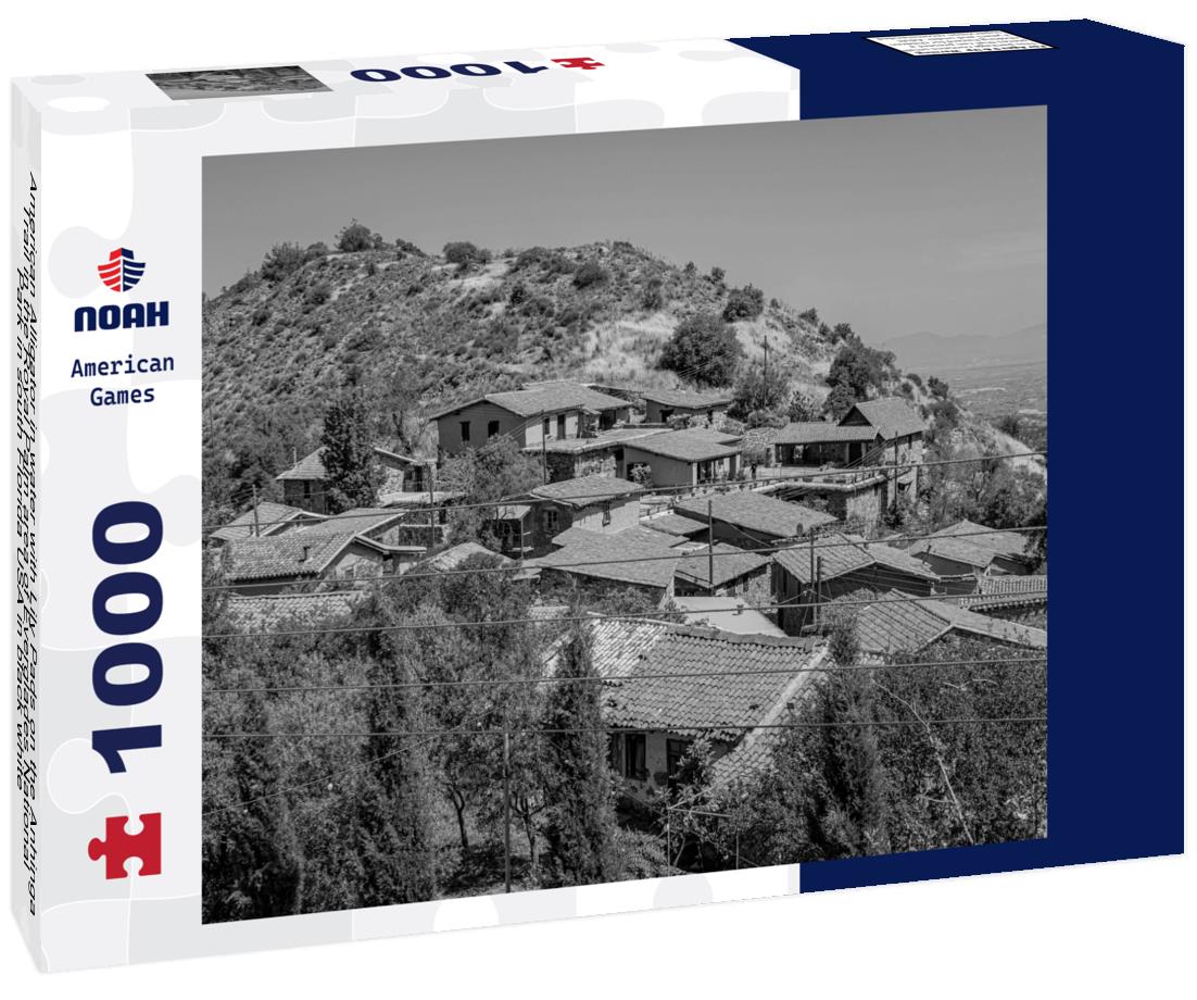 Noah Jigsaw Puzzle American Alligator in water with Lily Pads on the Anhinga Trail in the Royal Palm area of Everglades National Park in south Florida USA in black white 1000 pieces