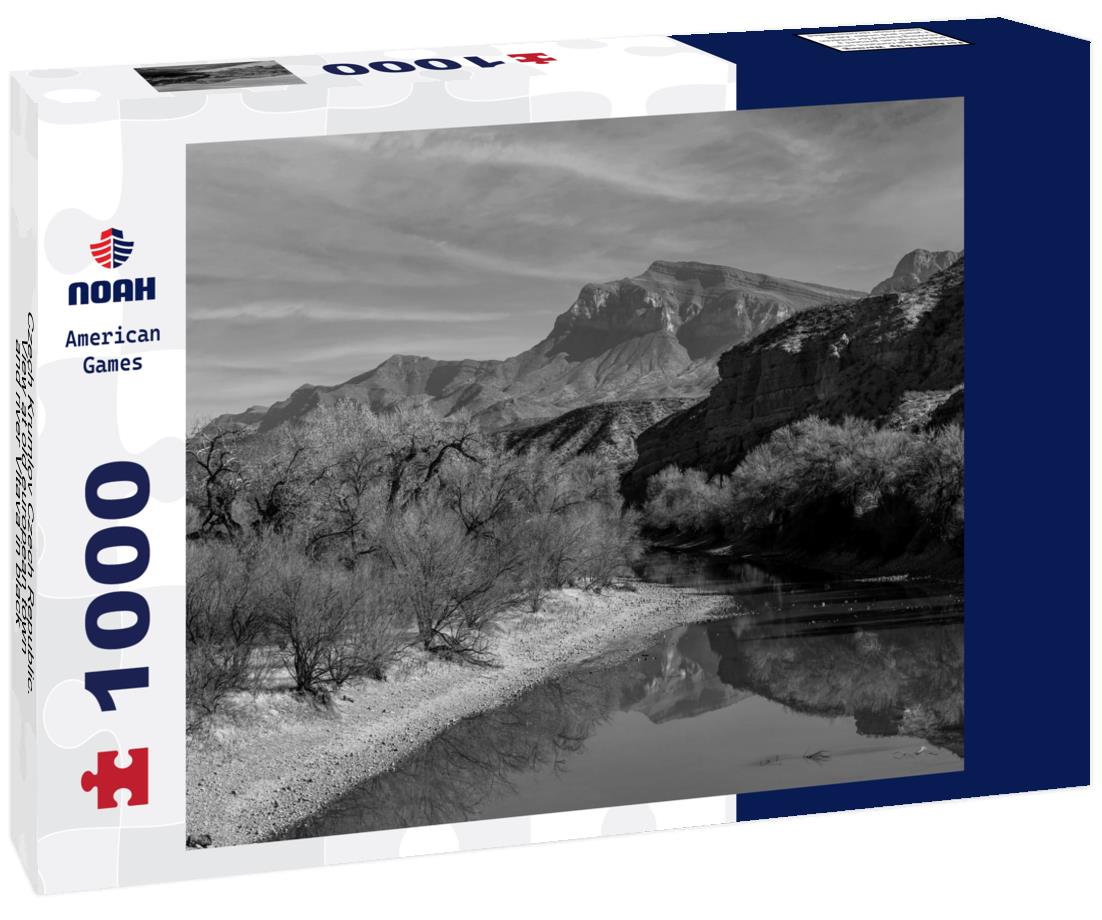 Noah Jigsaw Puzzle Czech Krumlov Czech Republic. View at old european town and river Vltava in black white 1000 pieces