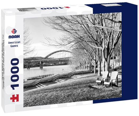 Noah Jigsaw Puzzle View of the pier in Ostróda and the panorama of the city on a cloudy spring day in black white 1000 pieces