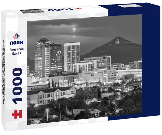 Noah Jigsaw Puzzle Beautiful view of waterfall and rapids at Siloam Springs Kayak Park in Arkansas in black white 1000 pieces