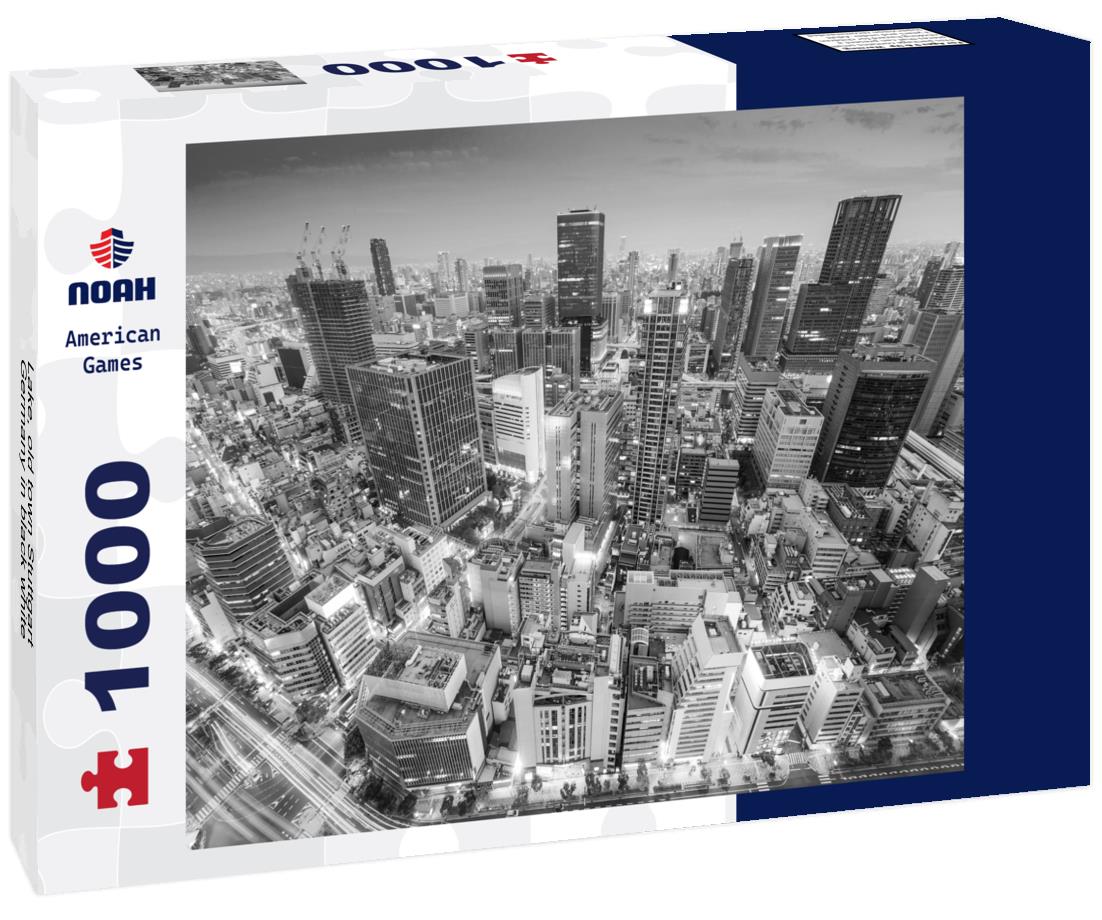 Noah Jigsaw Puzzle Lake, old town Stuttgart, Germany in black white 1000 pieces