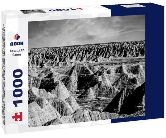 Noah Jigsaw Puzzle Tropical summer beach resort with palm, coconut trees, and hammock in Piugus Island, Anambas, Indonesia on a beautiful summer day with colorful ocean waters, pristine sands and cloudy sky. Copy space in black white 1000 pieces