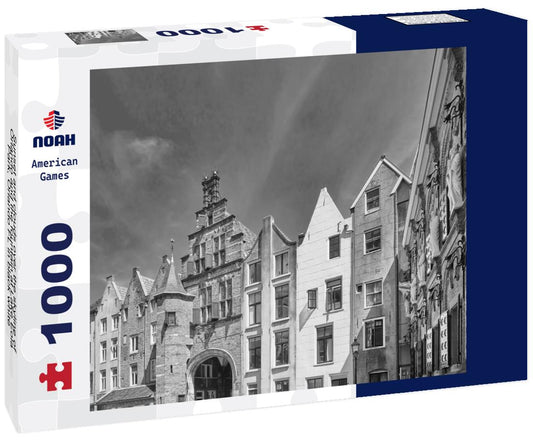 Noah Jigsaw Puzzle Sunset and clouds over the skyline of Orlando and the fountain at Lake Eola Park, Orlando FL in black white 1000 pieces