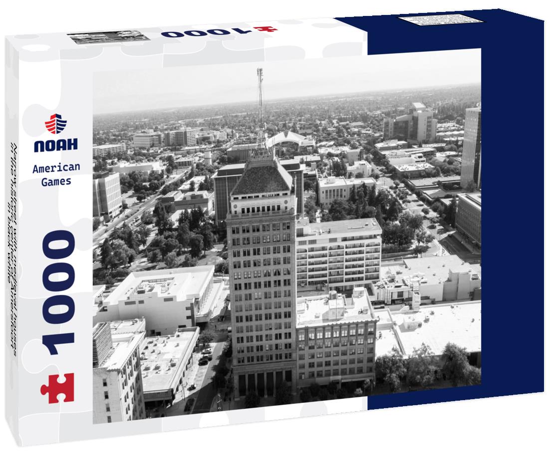 Noah Jigsaw Puzzle Narrow street with medieval houses in the historic center of Amersfoort in black white 1000 pieces