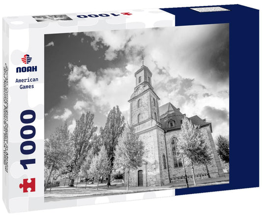 Zocalo Constitution Square in Mexico City, landmark Metropolitan Cathedral and National Palace 1000pc PuzzleBlack and White